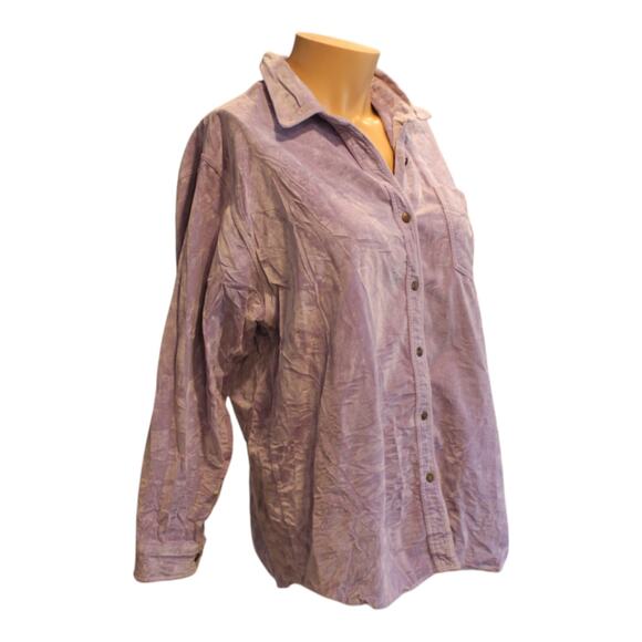 Vintage 90s Bill Blass Purple Crushed Velvet Oversize Button Down Shirt Size 1X - Picture 3 of 15